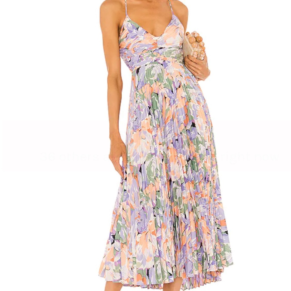 ASTR THE label Plisse Midi dress .Floral  with Pastel used once for a wedding